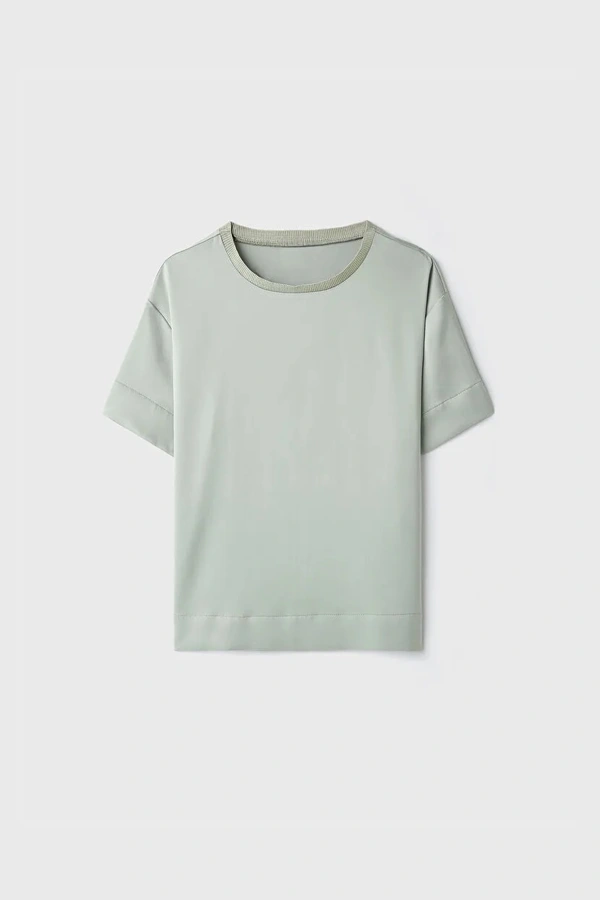 The Basic Silk T-shirt Green 3
